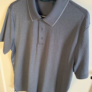 Perry Ellis Textured Blue Polo Shirt